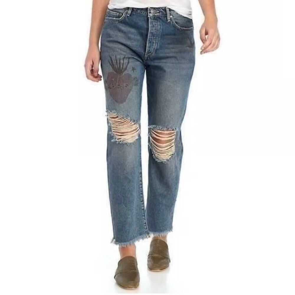 Free People Tattooed Boyfriend Jean Distressed size 27